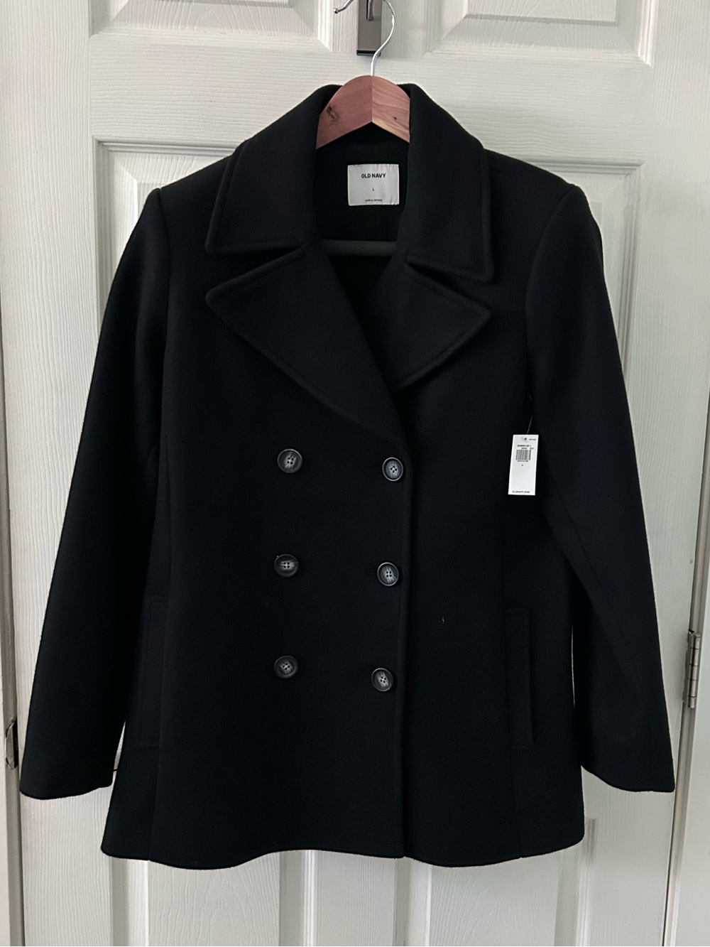 Old Navy Women's Black Double-Breasted Peacoat. Size Large.